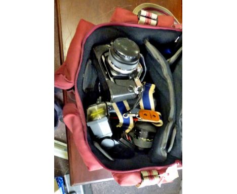 Olympus OM10 Camera with original lens plus two Miranda telephoto lenses OM86052120 and OM9696404342 and Miranda 6t50 OM Flas