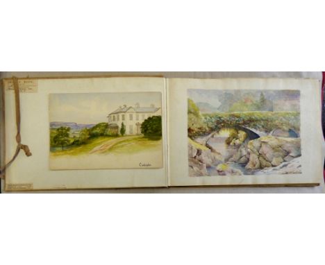 Winsor and Newton sketch book-14.1/2"x10" containing some water colours and pencil drawings, some blank pages still left to u