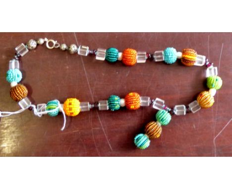 Necklace - Brown with Fossil centre drop