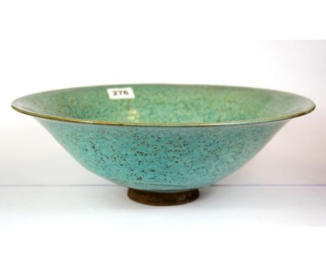 A superb Chinese Robins egg glazed ceramic bowl, Dia. 36cm D. 13cm.