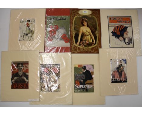 A collection of 19 vintage magazine covers and cover illustrations and a Victorian chromolithograph.