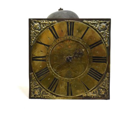 ~ A Single Handed Thirty Hour Hook and Spike Wall Clock, signed Wm Humphries, Southam, 18th century, 10-inch square brass dia