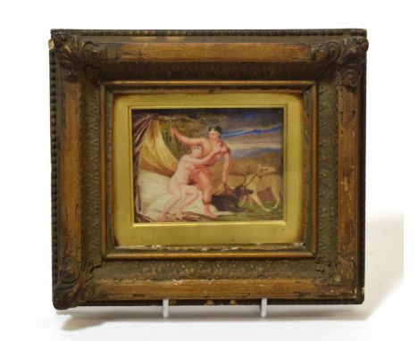 After Titian Venus and Adonis Miniature on Ivory, 10cm by 13cm