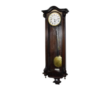 A Vienna Quarter Striking Wall Clock, signed W.Schonberger, Vienna, 19th century, arched case, trunk with fluted canted corne