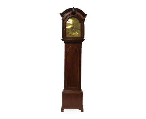 A Scottish Mahogany Eight Day Longcase Clock, signed Chas Lunan, Aberdeen, circa 1800, broken arch pediment, mahogany crossba