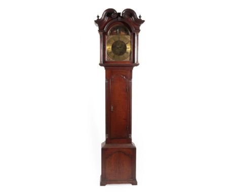 ~ An Oak Thirty Hour Longcase Clock with a Rocking Skeleton Automata, signed Jno Lewis, Handloes, circa 1770, swan neck pedim