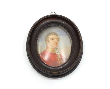 After Jean Baptiste Isabey (French, 1767-1855): Miniature Bust Portrait of the Duke of Wellington, signed AF d'apres Isabey, 