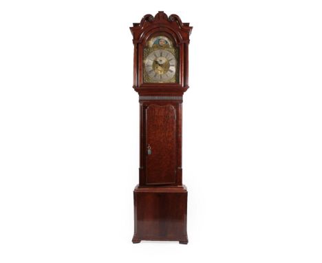 A Mahogany Eight Day Longcase Clock, signed Nicholson, Whitehaven, circa 1760, swan neck pediment, arch plum pudding pattern 