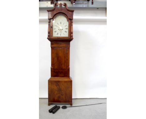 Leeson of Coles Hill; a mahogany-cased eight-day longcase clock with broken swan neck pediment and cross banded detail above 