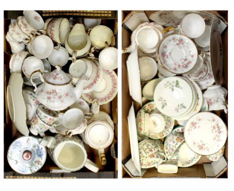 A Minton 'Haddon Hall' part tea service to include teapot, cups, sauces, side plates, sandwich plate etc and a Paragon 'Victo