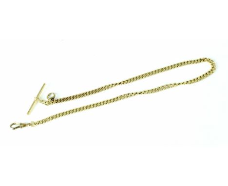 An 18ct gold Albert watch chain, the swivel clasp and T-bar are hallmarked, each link is marked 18ct, length 40cm, total weig