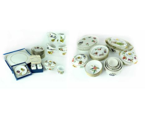 Royal Worcester; a group of 'Evesham' pattern dinner ware including dishes, cups, bowls and saucers etc and further similarly