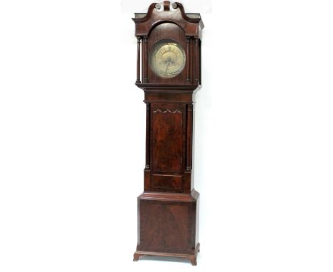 A 19th century mahogany-cased eight-day longcase clock by Kirkham, Holywell, broken swan neck pediment and turned columns on 