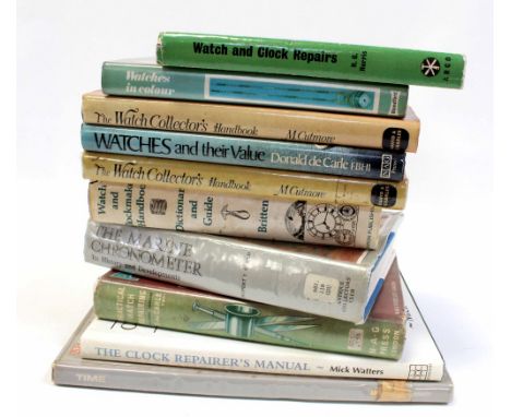 Ten watch and watch and clock repairers' reference books including 'The Marine Chronometer', 'Watch and Clockmaker's Handbook