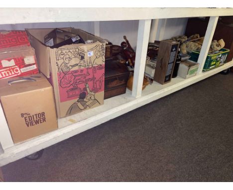 Cockburn's and Dow's Port, Growler teddy bear, cuckoo clock, inlaid box, cameras, scales with weights, case, spears, etc.