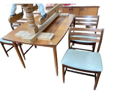 William Lawrence, Nottingham, Mid Century teak long john sideboard, 73cm by 198cm by 43cm, rectangular extending dining table