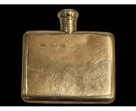 9 carat yellow gold cushion shaped hip flask, makers mark A & Co Ltd, also marked Asprey London.