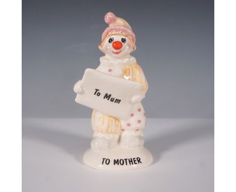 Delightful John Beswick Little Lovables ceramic figurine titled To Mother, model LL12. This charming hand-painted clown, dres