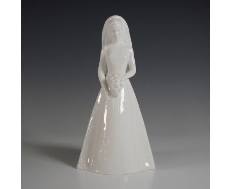 A refined and elegant Coalport porcelain figurine titled The Bride from the Moments collection. Crafted in England, this figu