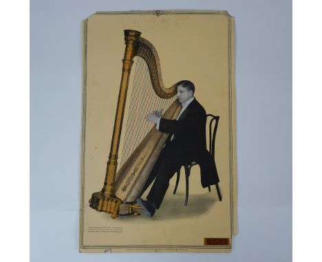 A rare and striking piece of music history, this 1931 RCA Victor lithograph depicts Alberto Salvi, a renowned harpist of his 