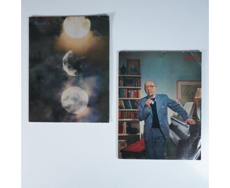 Set of two vintage Realites magazines, featuring the October 1959 (No. 107) and December 1961 (No. 133) issues. Realites was 