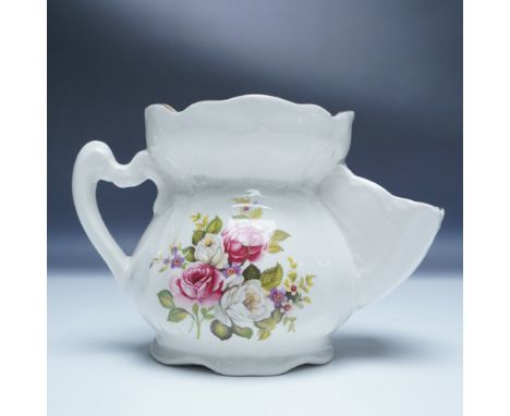 A vintage ceramic shaving scuttle in the Harmony Rose pattern by James Kent Ltd. Designed for traditional wet shaving, it fea