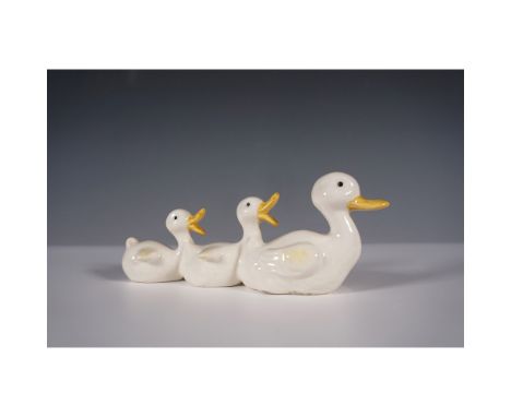 Charming Beswick Duck Family figurine, model BESB765, featuring a mother duck leading her two ducklings in a delightful proce
