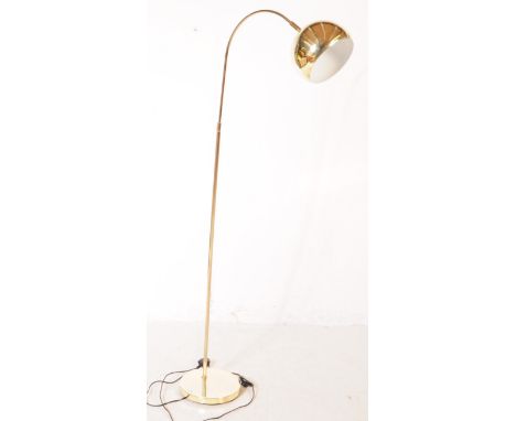 A vintage style Italian chrome floor standing standard lamp light. With brass effect tone, bulbous shade with pierced vent to