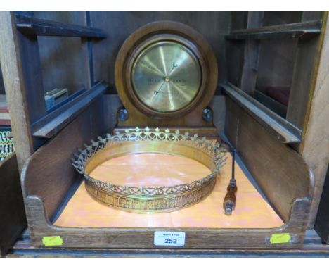 An Aitchison barometer 30cm, a gilt metal coronet shaped stand 28cm and a candle snuffer 31cm (3)