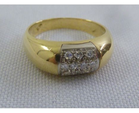 18ct yellow gold pave set diamond ring, approx total weight 4.4g