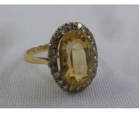 18ct yellow gold, topaz and diamond ring, approx total weight 4.3g