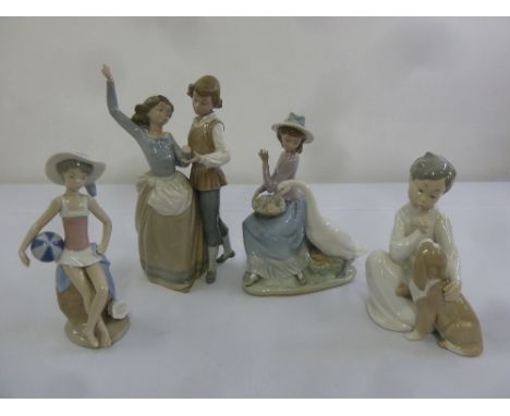 Four Lladro figurines of children, one A/F