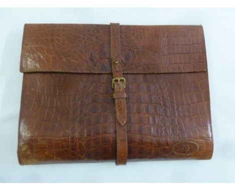 A vintage Mulberry crocodile skin briefcase with leather strap