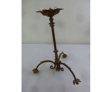 An early 20th century three branch brass ceiling light
