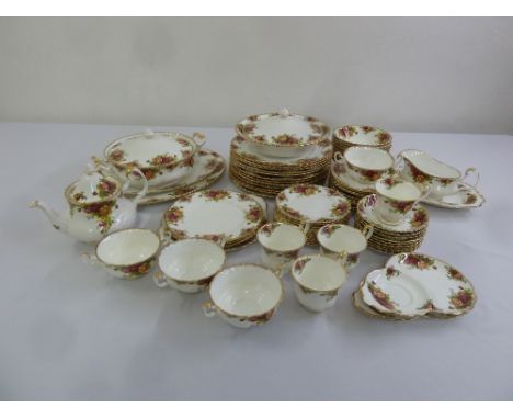 Royal Albert Old Country Roses dinner and tea service to include plates, bowls, teapot, sauce boat and serving dishes  (73)