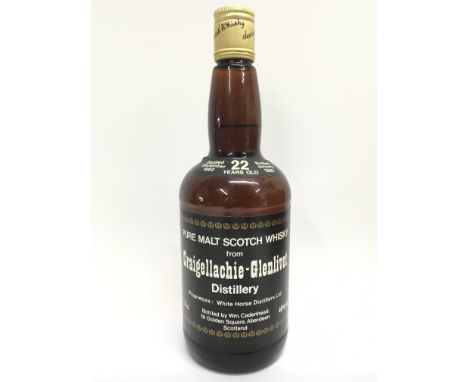 A rare bottle of 22 year old pure malt Scotch whisky from the Craigellachie Glenlivet distillery. This 46% 75cl bottle was di