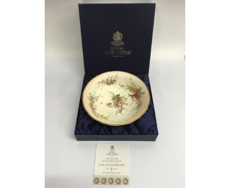 A boxed, limited edition 250th Anniversary Royal Worcester blush ivory porcelain bowl, painted with flowers.Approx 23.5cm