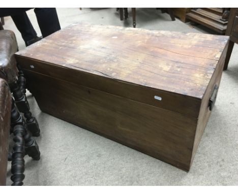 A mahogany trunk, approx 48cm x 40cm x 91cm.