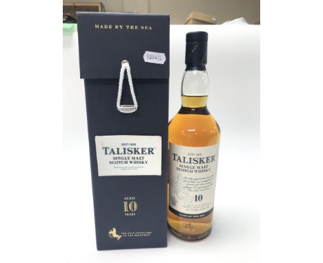 A bottle of 'Talisker' Single Malt Scotch Whiskey. Aged 10 years. 