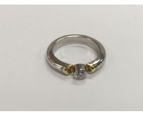 A George Jensen 18ct white gold and diamond ring, approx 8g and approx size N-M.