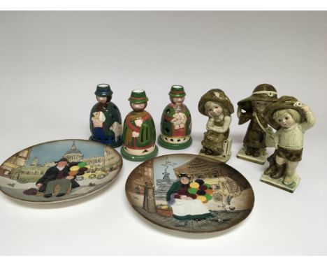 Three Villeroy &amp; Boch Gallo design Christmas candle lights, Two Royal Doulton plates The Balloon Man and The Old Balloon 