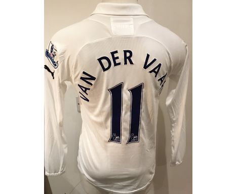 Tottenham 2011 - 2012 Match Worn Football Shirt: White long sleeve shirt with Premier League badging to sleeves. Van Der Vaar