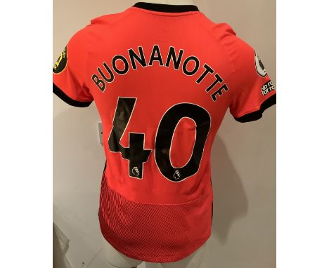 Bournemouth 2022 - 2023 Match Issued Football Shirt: Red and black short sleeve shirt with Premier League badges to sleeves. 