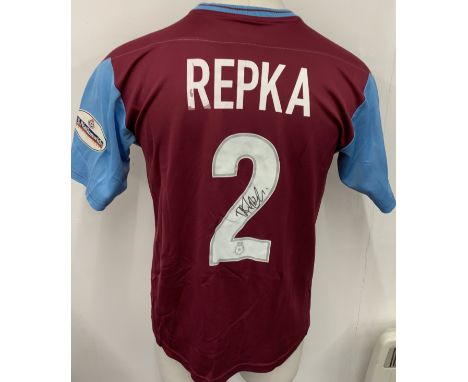 West Ham 2003 - 2004 Match Worn Football Shirt: Claret and blue short sleeve shirt with Nationwide League badging to sleeves.