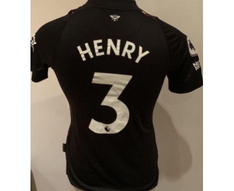 Brentford 2022 - 2023 Match Worn Football Shirt: Black and coloured squares short sleeve shirt with Premier League badges to 