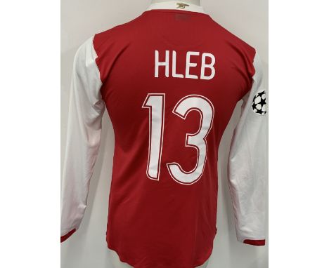 Arsenal 2006 - 2007 Home Match Worn Football Shirt: Red and white long sleeve Nike shirt with Champions League badging to sle