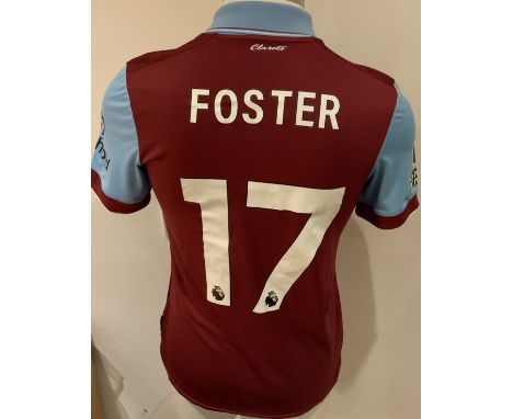 Burnley 2023 - 2024 Match Worn Football Shirt: Claret and blue short sleeve shirt with Premier League badges to sleeves. Fost