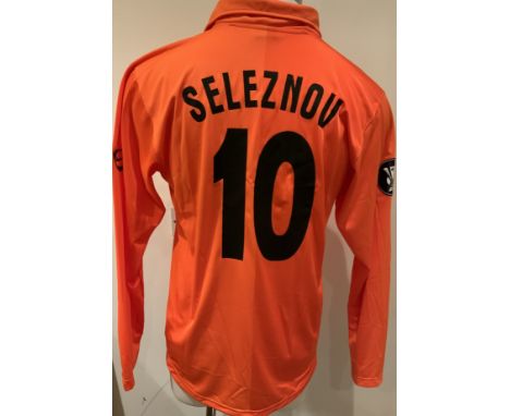 Shakhtar Donetsk 2008 - 2009 Match Worn Football Shirt: Orange long sleeve shirt with Europa League badging to sleeves. Selez
