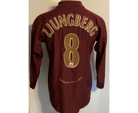 Arsenal 2005 - 2006 Home Match Worn Football Shirt: Redcurrant long sleeve Nike shirt with Premier League badging to sleeves.
