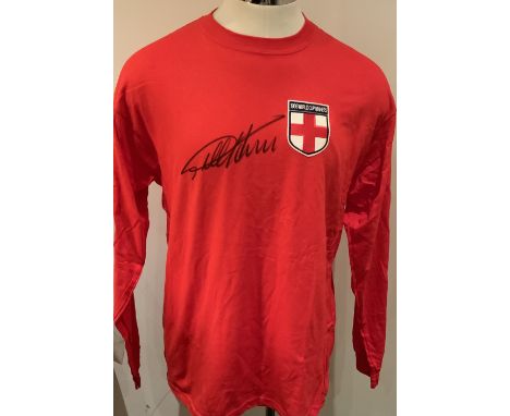 England 1966 World Cup Final Winners Signed Replica Shirt: Signed to front by Geoff Hurst. COA from reputable source.